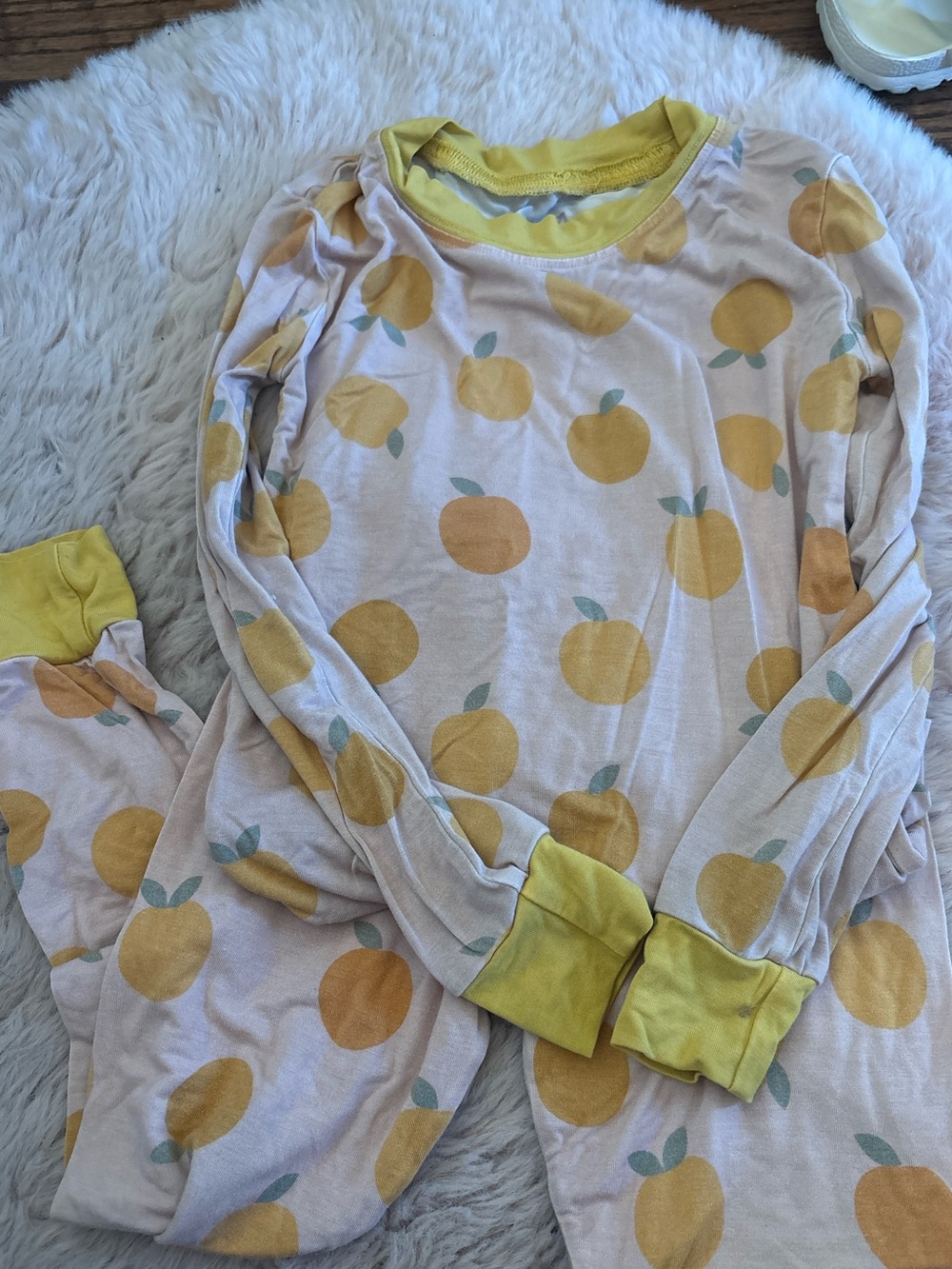 Poppy kids bamboo set size 3T Yellow Peach-Print Long Sleeve Pajama Set